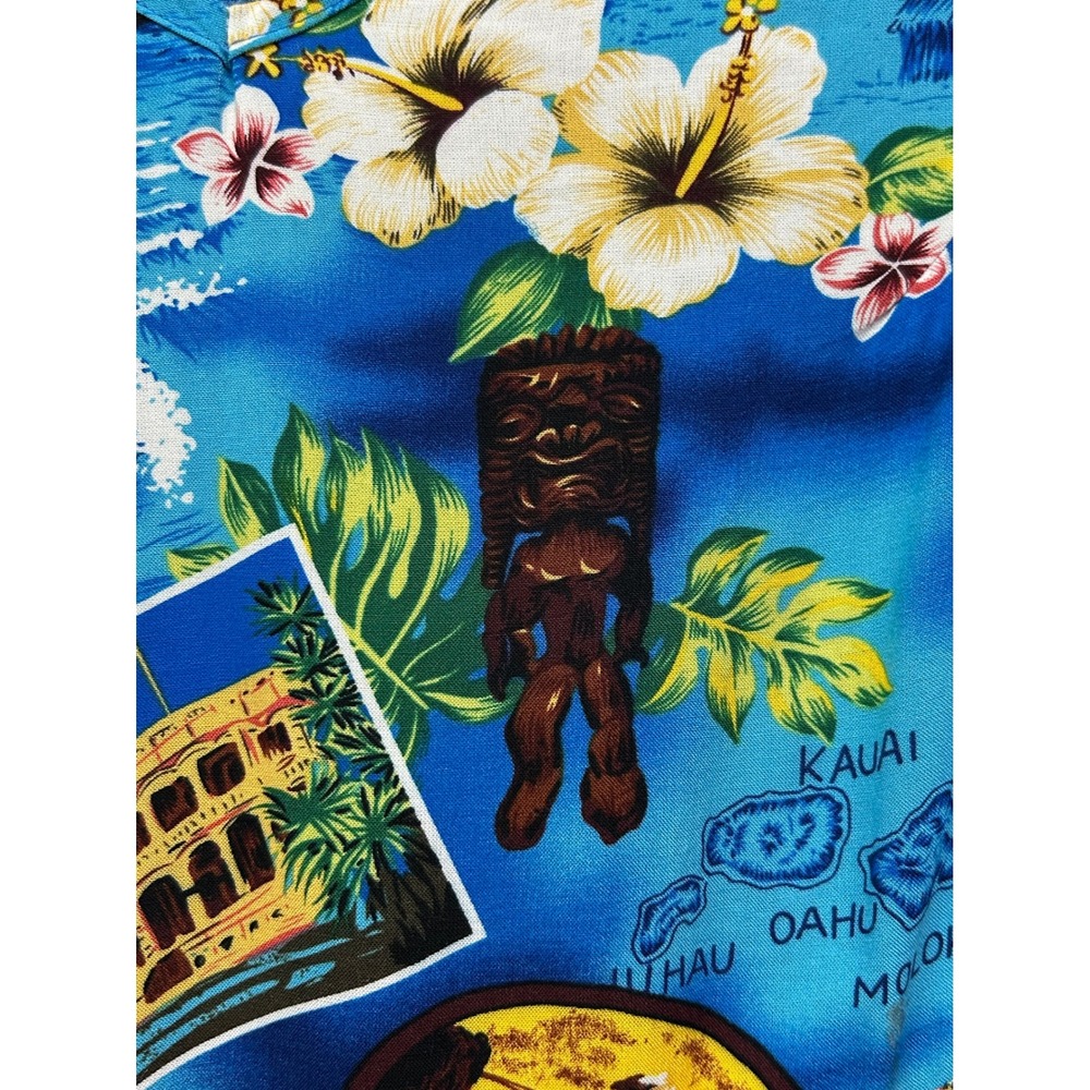 Palmwave Hawaii Womens Tank Dress Blue Hawaiian Print Sleeveless Medium - Picture 5 of 7